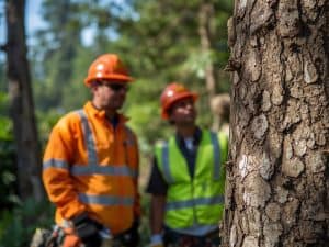Arborologists in surrey looking at a tree
